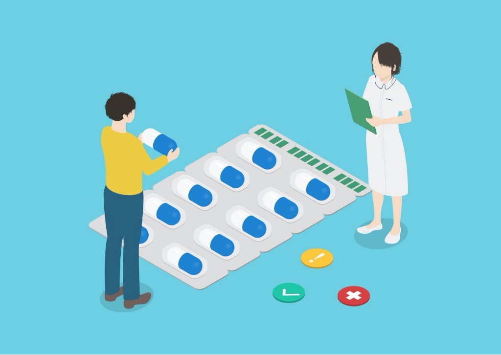 薬を処方されているイラスト